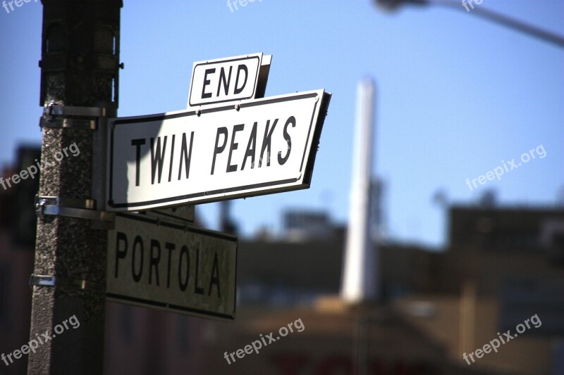 Sign Street Sign Light Twin Peaks Metal