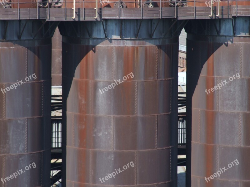 Blast Furnace Iron Metal Rust Silos