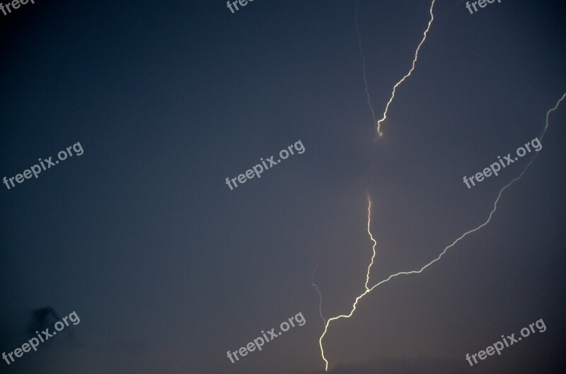 Thunderstorm Lightning Clouds Night Weather