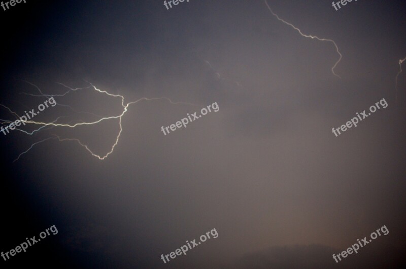 Lightning Clouds Night Thunderstorm Weather