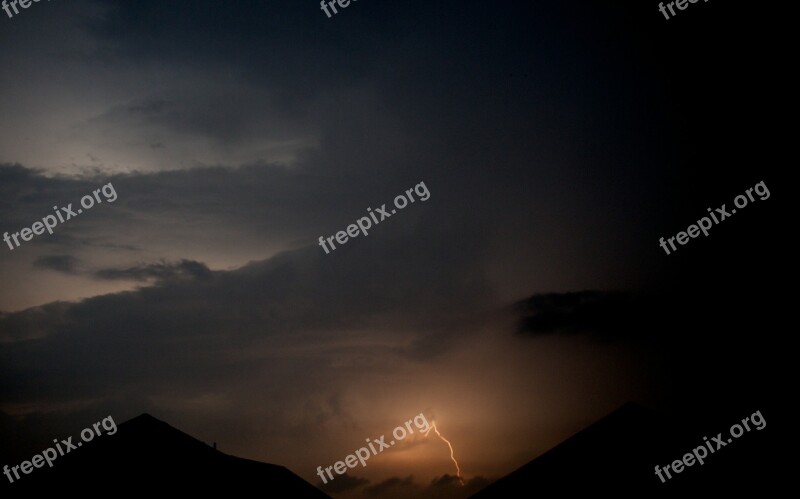 Thunderstorm Lightning Clouds Night Weather