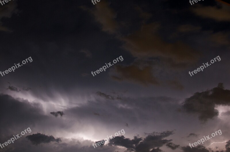 Thunderstorm Lightning Clouds Night Weather