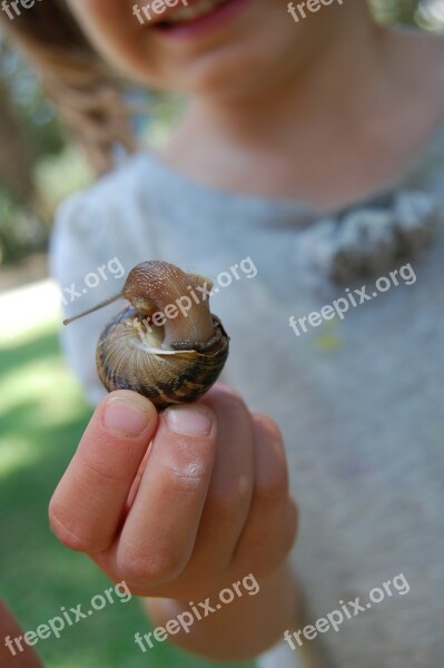 Snail Girl Hand Child Little