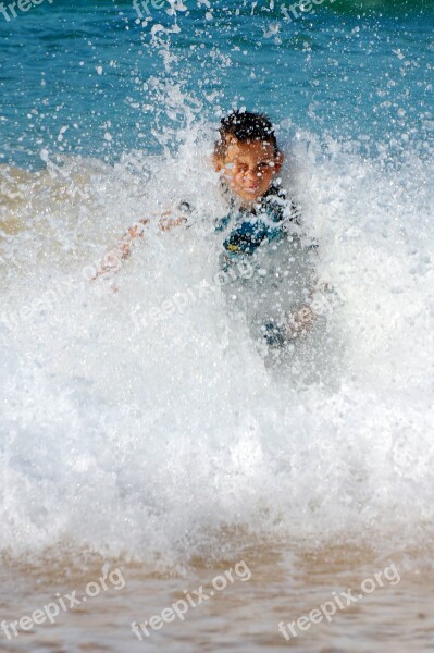 Splashing Wave Crashing Beach Boy