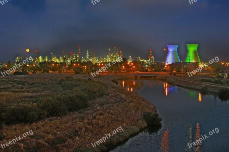 Refineries Haifa Israel Night Power Storage