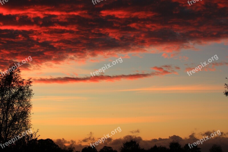 Sunset Afterglow Bright Sky Picturesque