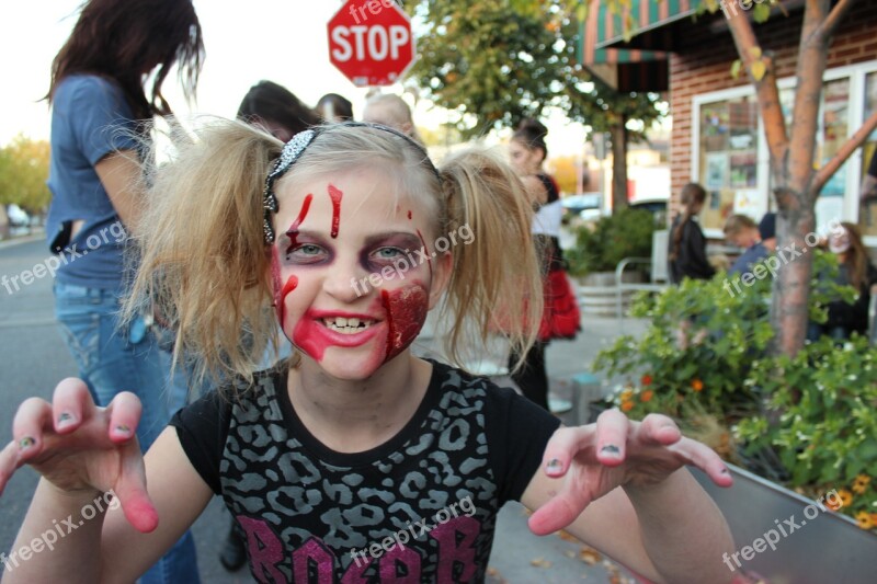 Zombie Halloween Face Girl Make-up