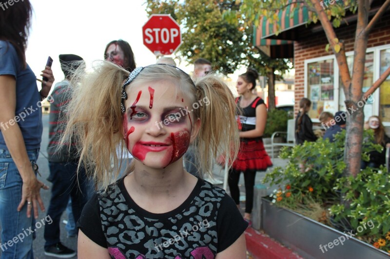 Zombie Halloween Face Girl Make-up