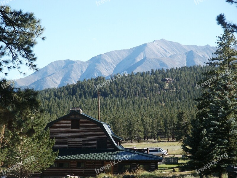 Mountains Colorado Barn Rustic Trees