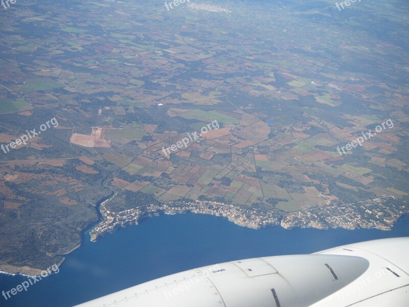 Aerial View The Plane Flight Land