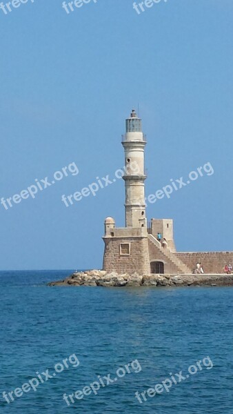 Lighthouse Harbour Entrance Crete Chania Free Photos