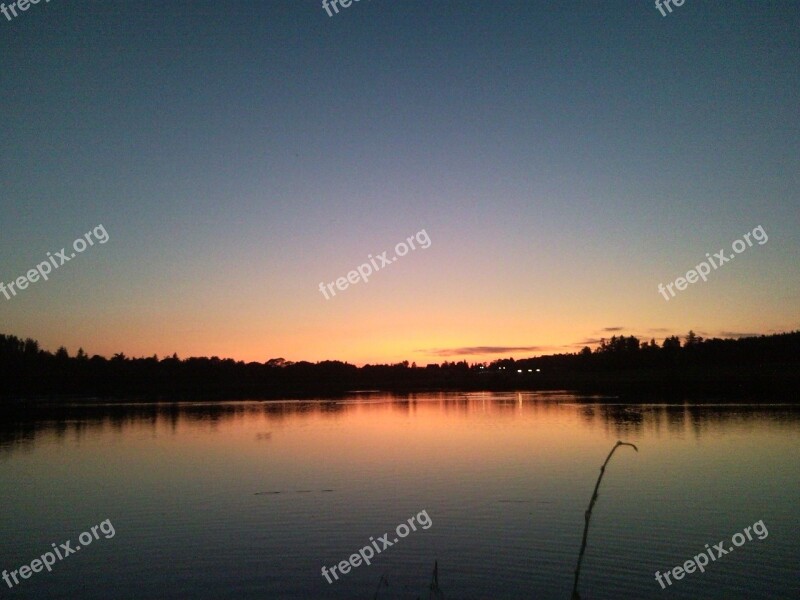 Sunset Pond Summer Sunset Mirroring The Landscape Level Free Photos