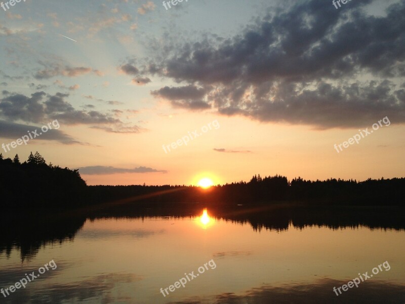 Sunset Pond Summer Sunset Mirroring The Landscape Level Free Photos