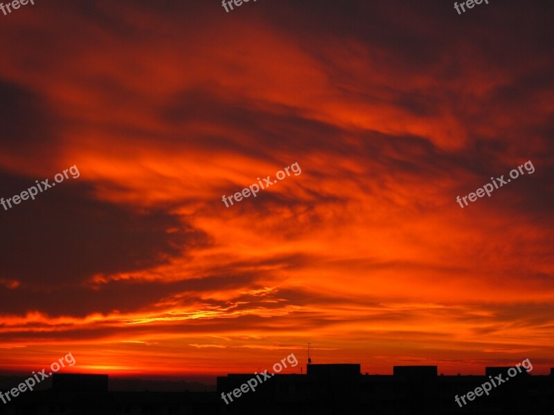 Sunrise Clouds Sky Mood Red