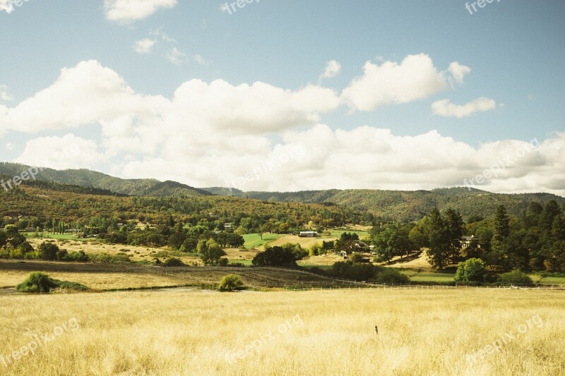 Hills Pasture Mountains Grunge Landscape