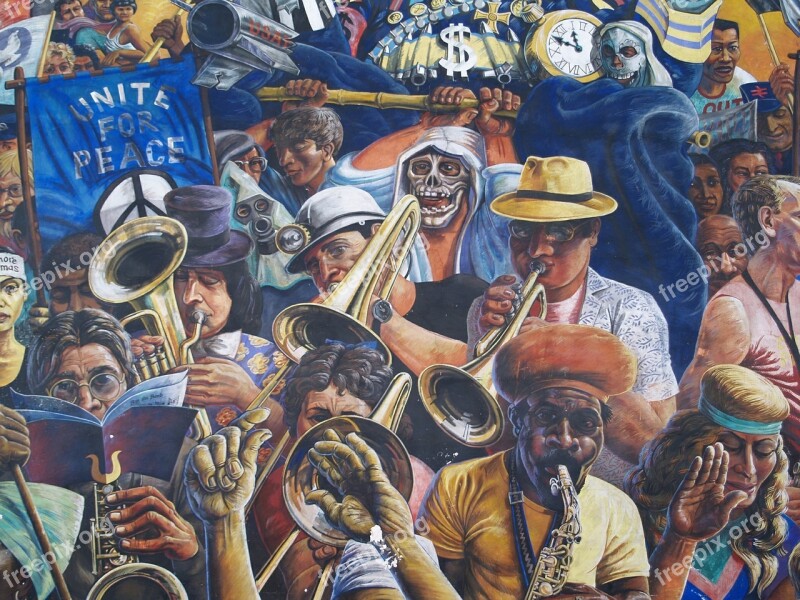 Jazz Mural Instruments Painting Wall