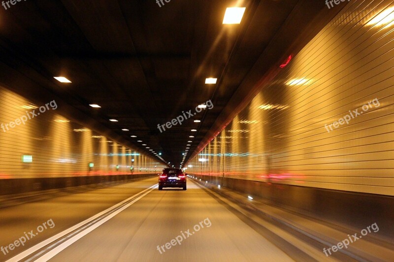 Tunnel Auto Traffic Road Asphalt