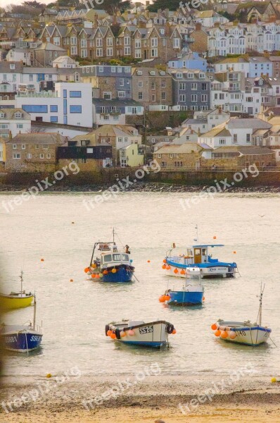 St Ives Cornwall Beach Boats Sea