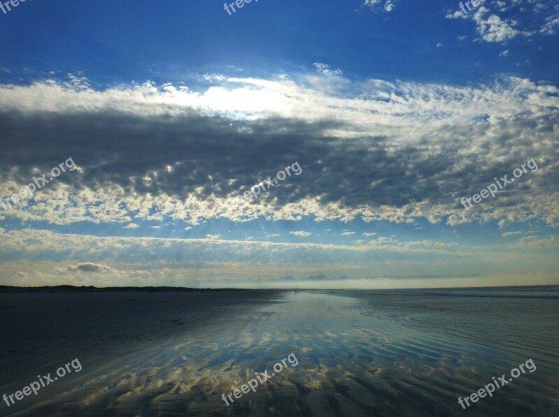 Beach Clouds Sun Shadow Play Sand