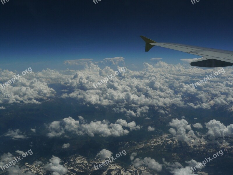 Flight Aircraft Flying Above The Clouds Clouds