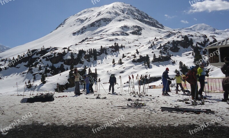 Winter Snow Skiers Nature Seasons Of The Year