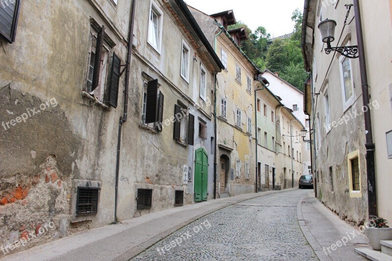 Ljubljana Alley Houses Abandoned Dilapidated