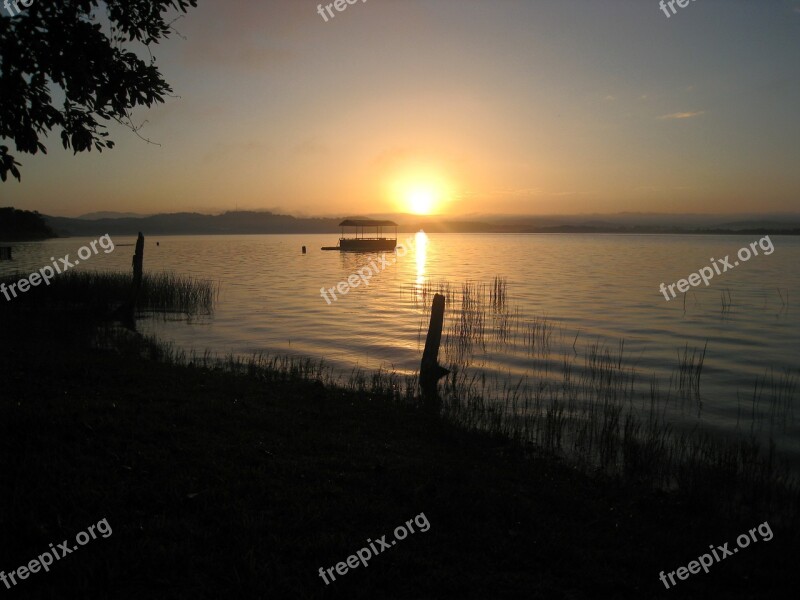 Sunset Lakeshore El Remate Guatemala Free Photos