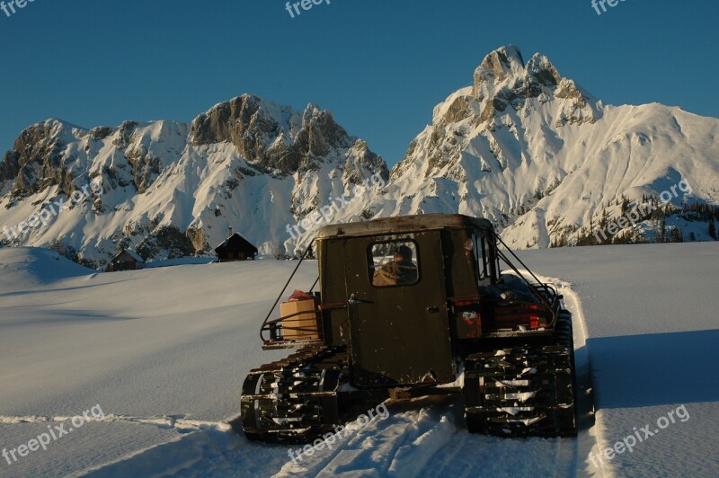 Piste Bullish Snow Vehicle Snow Groomer Winter Mountains