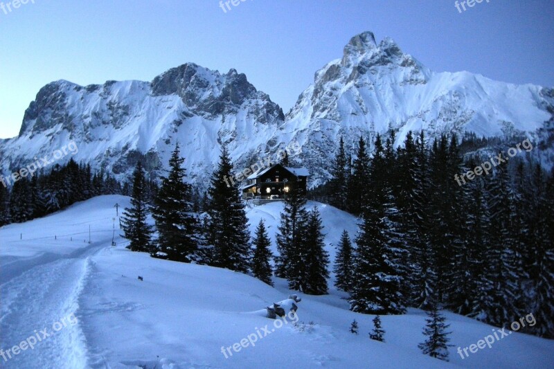 Mountains Alpine Evening Cold Wintry