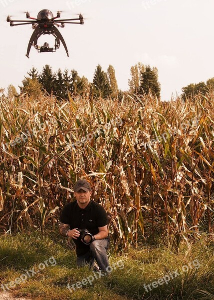 Drone Hexacopter Remotely Controlled Rotors Aerial View