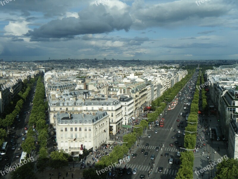 City Panorama Paris France Buildings