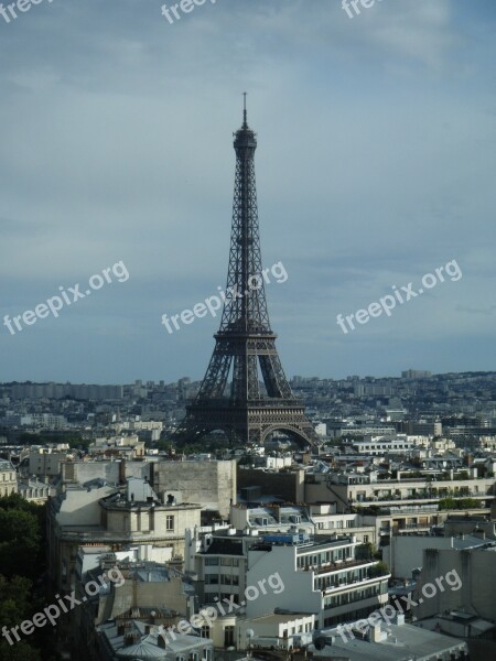 City Panorama Paris France Buildings