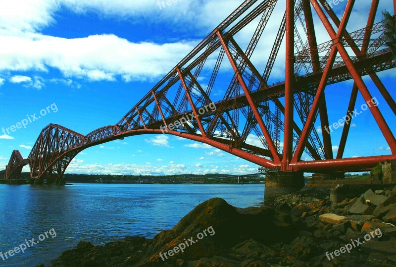 Forth Rail Bridge Steel Bridge Rail Landmark