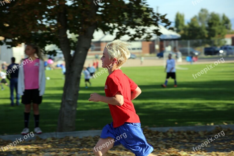 Boy Running Kid Child Red Shirt