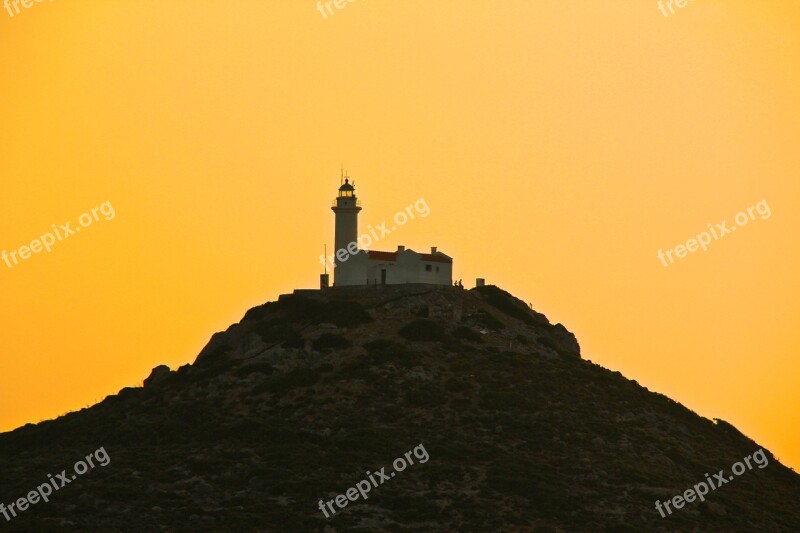 Lighthouse Yellow Sky Sunset Colorful Sunset Yellow