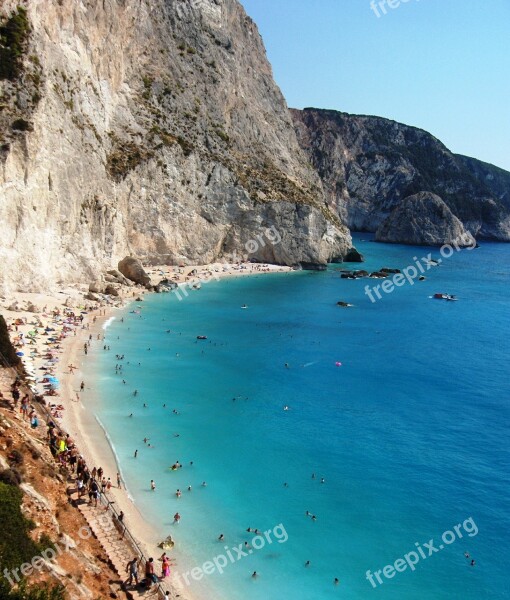 Beach Cliff Steep Sea Blue