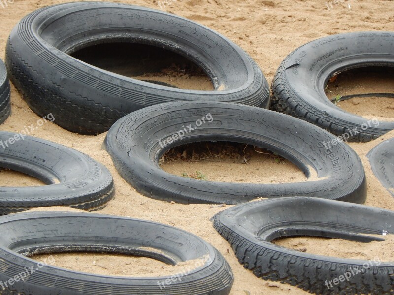 Tires Playground Sand Rubber Play