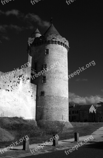 Blandy Towers Fort Strong Castle Black And White France