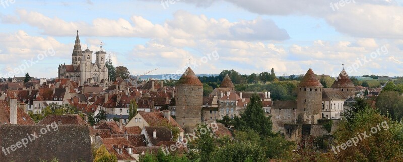 Semur In Auxois City Burgundy Church Castle