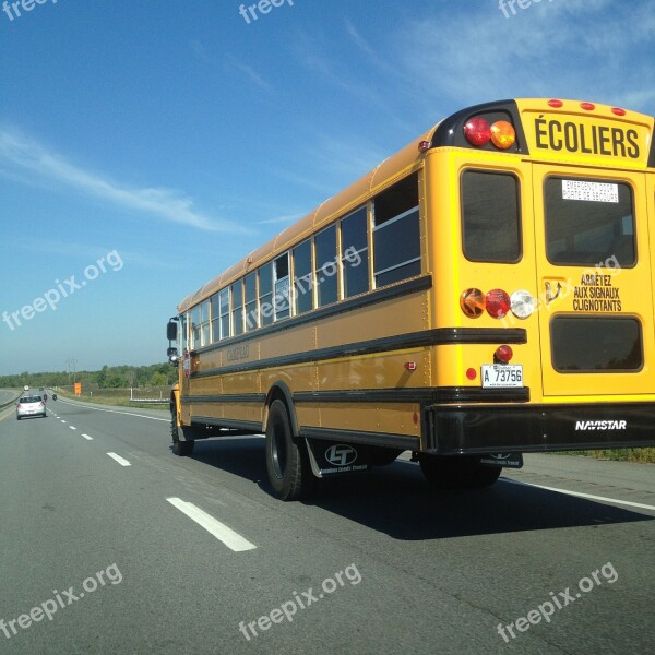 School Bus Canada Highway Road Trip