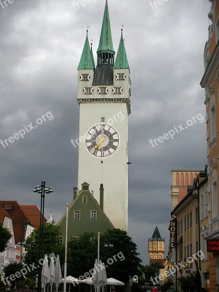 Straubing Germany Clock Bell Tower People