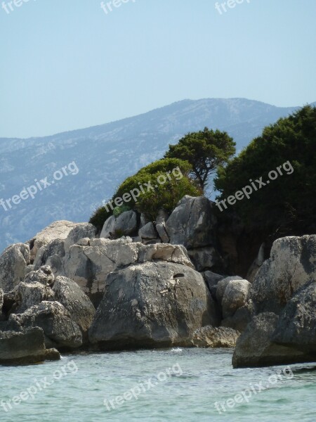 Rocks Blue Sea Sardinia Italy