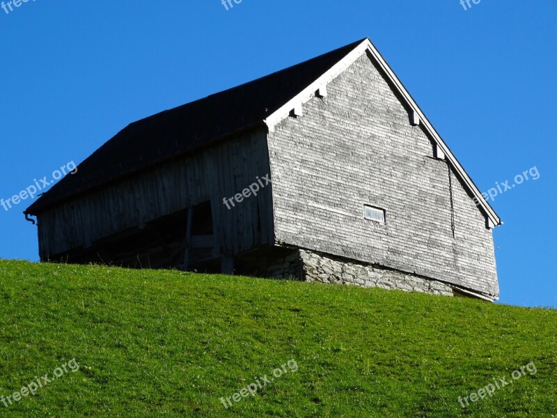 Wood Barn Mountain Barn Green Meadow Berghäuser Alpwirtschaft