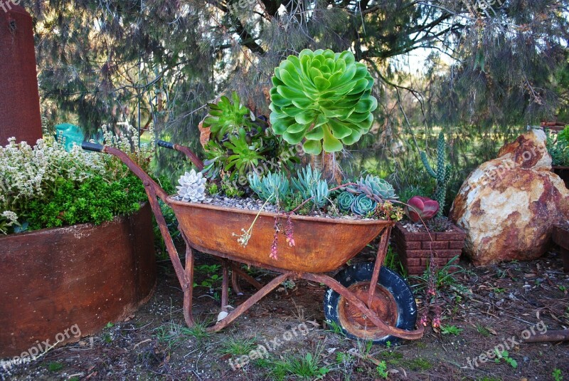 Gardening Landscaping Wheelbarrow Garden Old