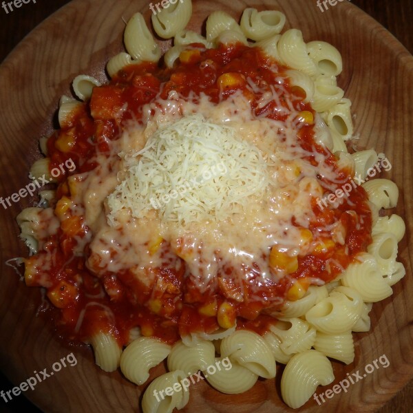 Pasta Noodles Tomato Sauce Eat Cheese