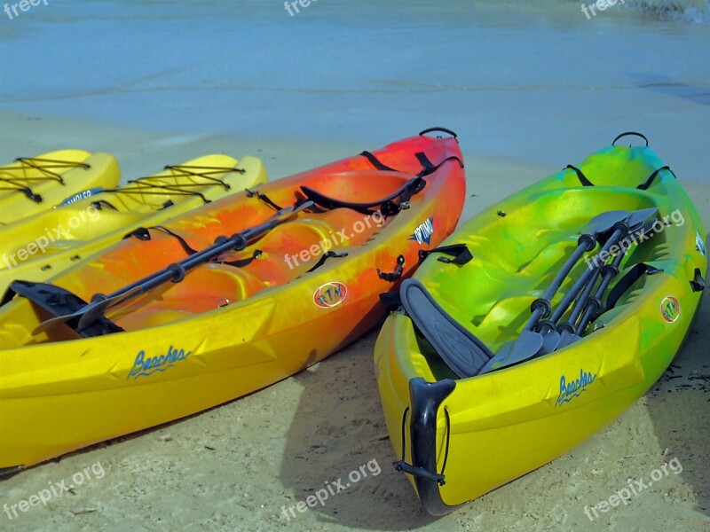 Boats Canoes Sea Holiday Beach