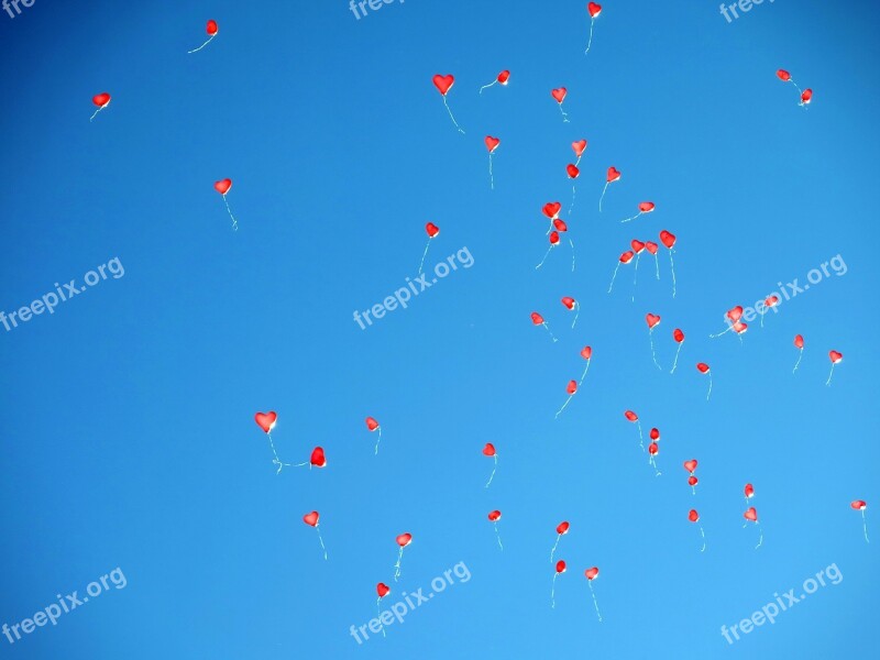 Balloons Sky Blue Heart Helium