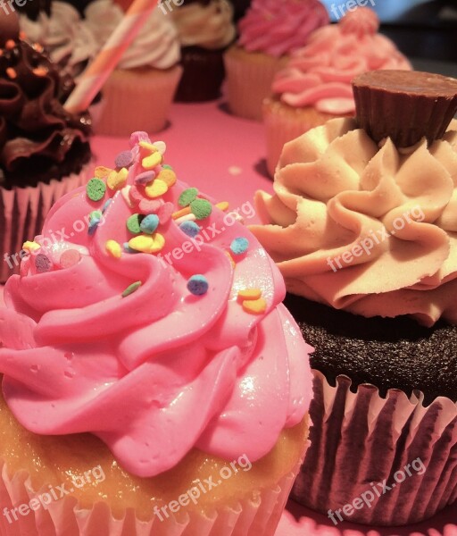 Cupcakes Dessert Pink Cream Sweet