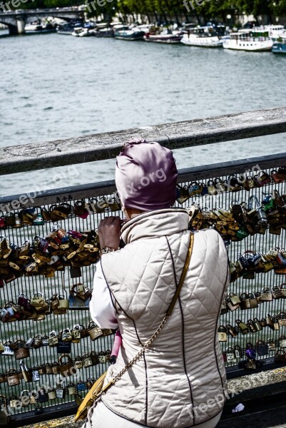 Padlocks Seine River Paris France Bridge