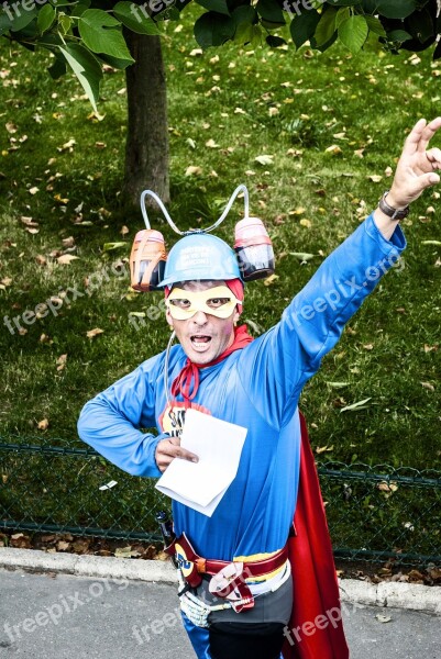 Masked Masks Imitation Superman Pose